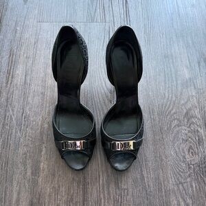 Vintage Dior Black Monogram Heels